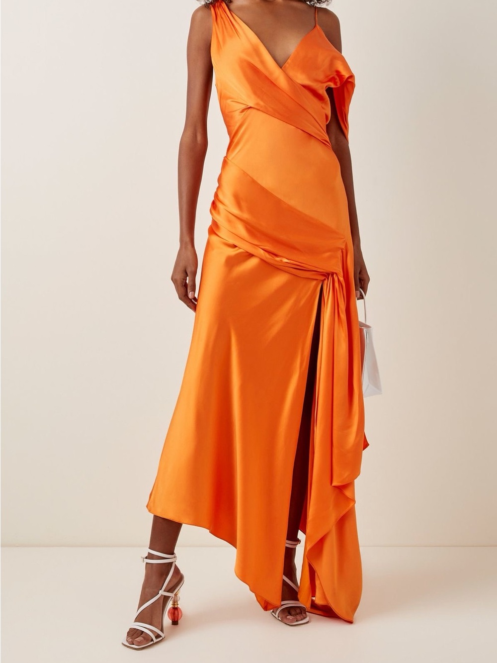 Jonathan Simkhai  Orange Satin Twist Dress